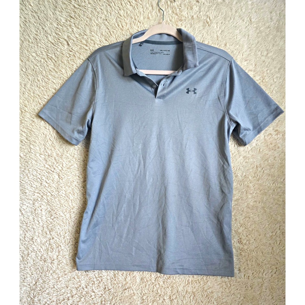 Under Armour HeatGear Men's Gray Polo Shirt XL Loose Fit Short Sleeve